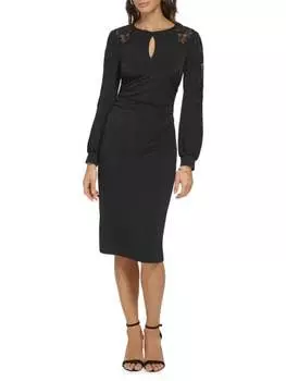 Платье-футляр с кружевной отделкой Keyhole Kensie, черный