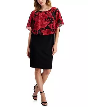 Платье-футляр с накидкой Petite Connected, красный