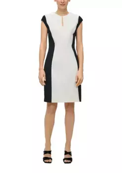 Платье-футляр S.Oliver BLACK LABEL с вырезом и колор-блоками, белый