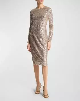 Платье-футляр с пайетками Michael Kors Collection, цвет Sand