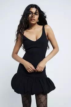 Платье футляр с подолом пузырьком River Island, черный