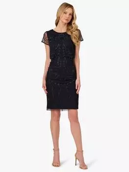 Платье-футляр с поповером из бисера studio Adrianna Papell, цвет Midnight