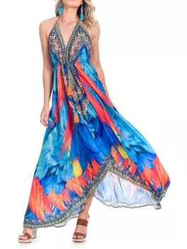 Платье-футляр с принтом и вырезом халтер Ranee's Blue multi