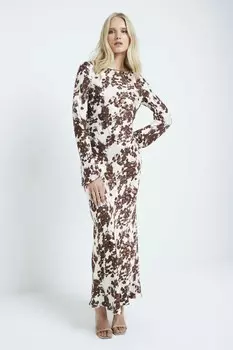 Платье футляр с принтом и высоким воротом River Island, коричневый