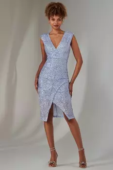 Платье футляр с разрезом и запахом Demi Jolie Moi, синий