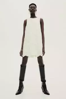 Платье-Футляр с вышивкой H&M, бежевый