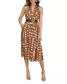 Платье-футляр с запахом и расклешенной юбкой Donna Karan, красный