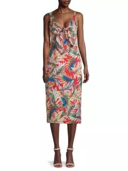 Платье-футляр Sam Edelman без рукавов с принтом пальм, красный