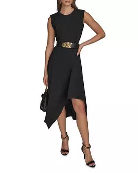 Платье-футляр Scuba Crepe с расклешенным подолом Donna Karan, черный