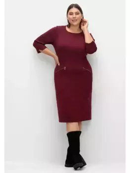 Платье-футляр Sheego "Большие размеры", с рукавами 3/4, из смесового материала, красный
