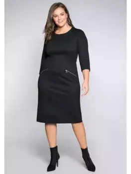 Платье-футляр Sheego "Большие размеры", с рукавами 3/4, из смесового материала, черный
