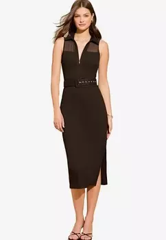 Платье-футляр SLEEVELESS HYBRID BELTED MIDI Lipsy, черный