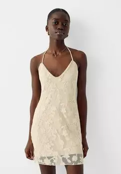 Платье-футляр Strappy Bershka, песочный
