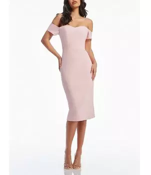 Платье-футляр The Population Bailey с открытыми плечами и вырезом в форме сердца Dress the Population, розовый