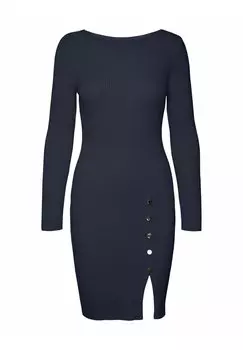 Платье-футляр Vero Moda ABA BUTTON LS BOATNECK GA EXC, цвет total eclipse
