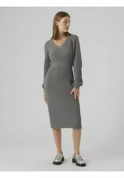 Платье-футляр Vero Moda V-NECK CALF, цвет medium grey melange