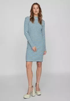 Платье-футляр VILA MIT LANGEN RMELN GESTREIFTES, цвет moroccan blue