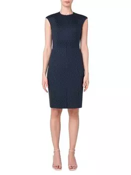 Платье-футляр в горошек Akris Punto, темно-синий