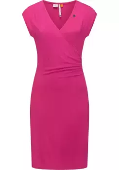 Платье-футляр в стиле Ragwear "Crupi", летнее облегающее фигуру платье с оборками на талии, цвет Magenta
