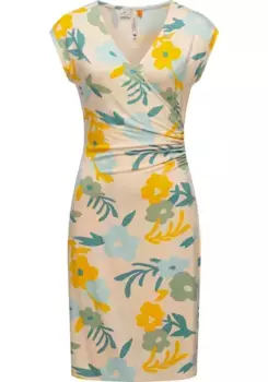 Платье-футляр в стиле рэгвир "Crupi Print", летнее облегающее фигуру платье с рюшами на талии Ragwear, бежевый