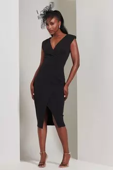 Платье футляр Yseult с V образным вырезом и разрезом Jolie Moi, черный