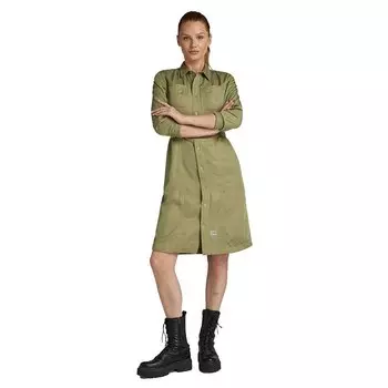 Платье G-Star Fitted long sleeve midi, зеленый