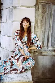 Платье-галстук из поплина с принтом ZARA, цвет Brown/Ecru