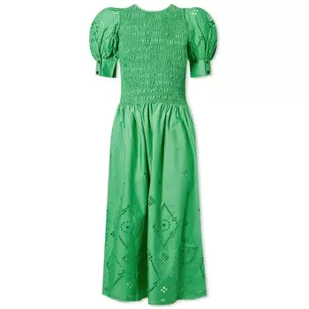 Платье GANNI Broderie Anglaise Midi Dress