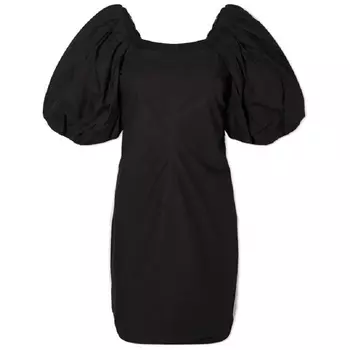 Платье Ganni Cotton Poplin Twisted Sleeve Mini, черный
