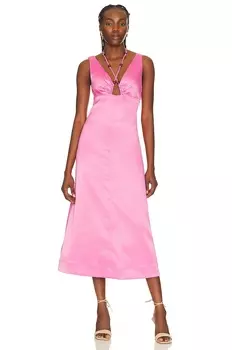 Платье Ganni Double Satin Halter Neck, цвет Wild Orchid