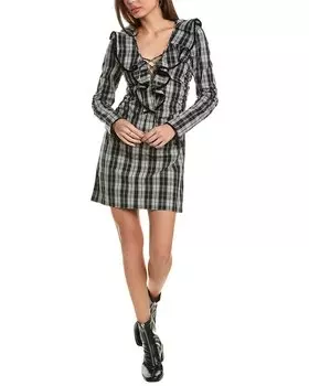 Платье GANNI из поплина с присборкой, черный