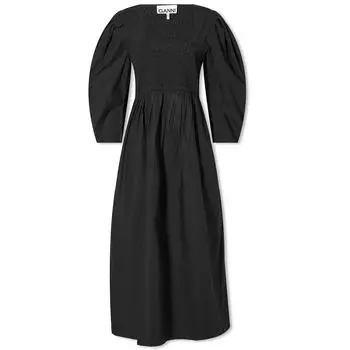Платье Ganni Open-Neck Smock Long, черный