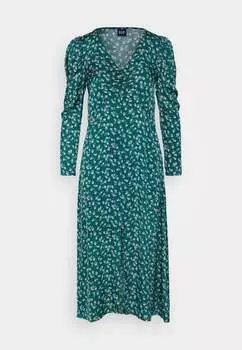 Платье Gap Puff Midi Elegant, зеленый/мульти