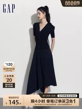 Платье Gap с V-образным вырезом и пуговицами, черный