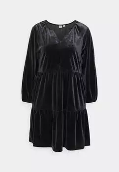 Платье Gap Zen Mini Tier Elegant, черный
