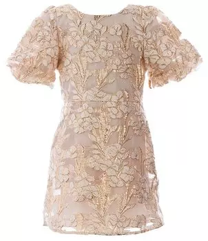 Платье GB Little Girls 2–6X с блестящим цветочным принтом металлик, бежевый