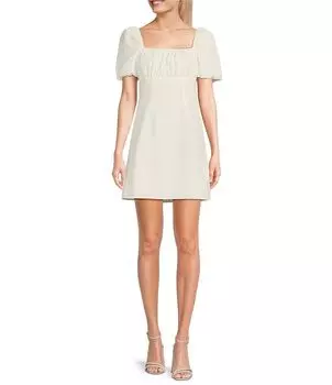 Платье GB с завышенной талией и пышными рукавами, слоновая кость