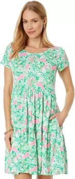 Платье Geanna с короткими рукавами Lilly Pulitzer, цвет Botanical Green Just Wing It