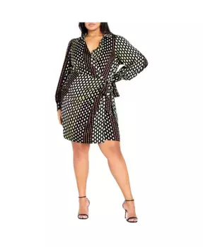 Платье Genevieve с принтом, plus size CITY CHIC, оранжевый