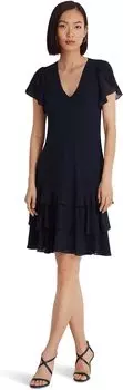 Платье Georgette с заниженной талией LAUREN Ralph Lauren, цвет Lighthouse Navy