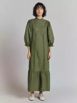 Платье Ghost Frances Cotton Poplin, зеленый