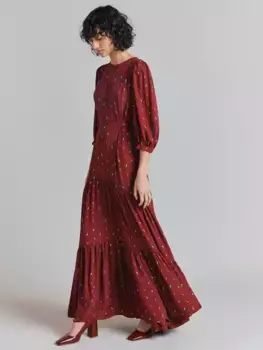 Платье Ghost Lily Embroidered Crepe Maxi, бордовый