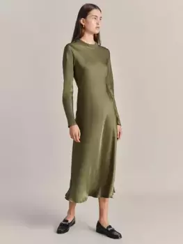 Платье Ghost Rhea Bias Cut Satin Midi, цвет light/sage