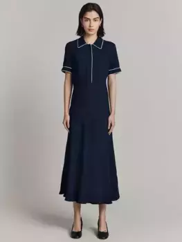 Платье Ghost Sophia Contrast Piping Midi, темно-синий