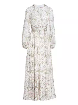 Платье Giambattista Valli с цветочным принтом и длинными рукавами, белый