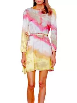 Платье Гилмор в розово-цитронном цвете с узором «тай-дай» sundays