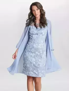 Платье Gina Bacconi Hayley Embroidered with Chiffon Jacket, цвет light/blue