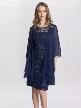 Платье Gina Bacconi Hayley Embroidered with Chiffon Jacket, цвет spring/navy