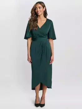 Платье Gina Bacconi Misha V-Neck Midi, темно-зеленый