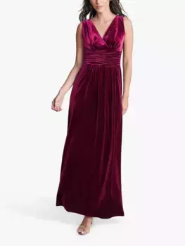 Платье Gina Bacconi Patricia Sleeveless Velvet Maxi, цвет wine